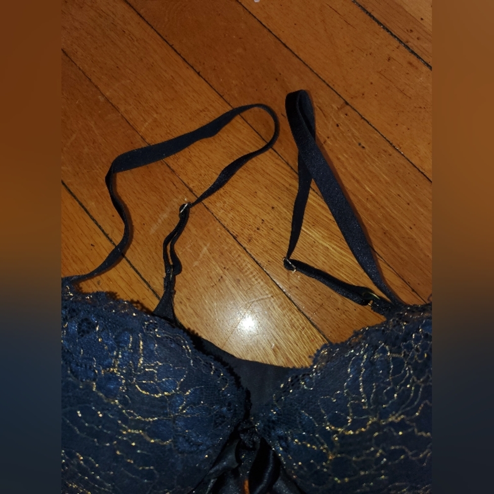 Aerie Limited Edition Navy & Gold Lace Balcony Bra Size 34B - Picture 4 of 6